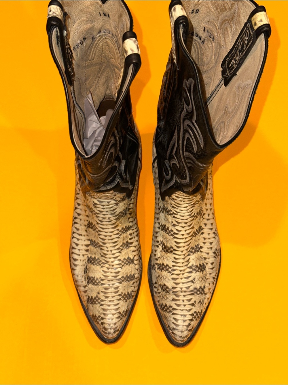 Larry Mahan Boots Python Snakeskin Western Cowboy Boot Men’s 12 D White - Picture 10 of 10